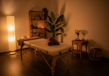 リラクゼーションサロン パラソル施術台でのサービスです